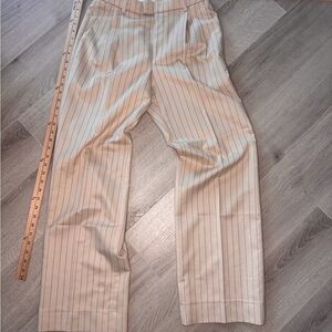 Favorite Daughter Pinstripe Pleated Trousers Tan Cream Sz 2